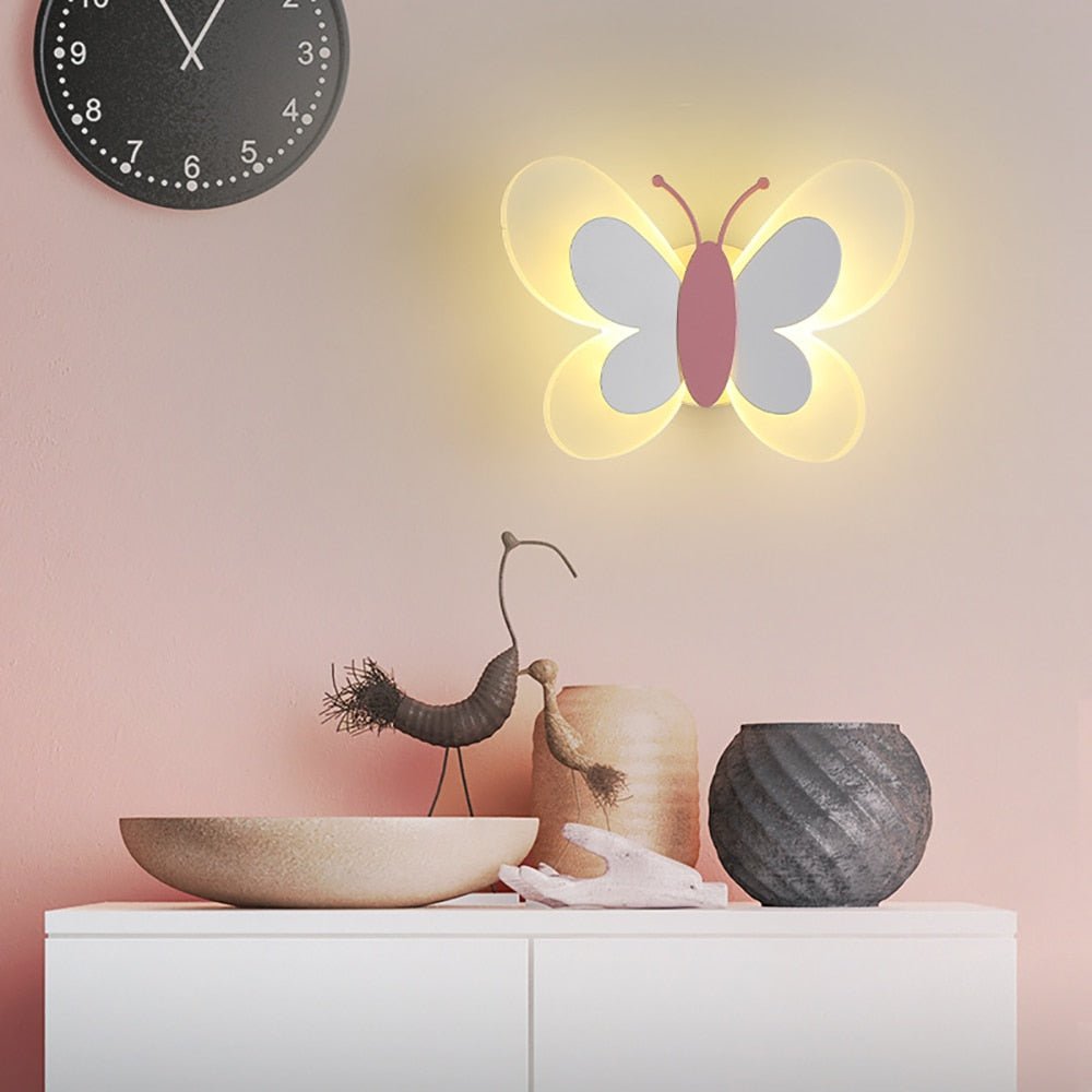 Playful, child-friendly LED wall light with butterfly motif