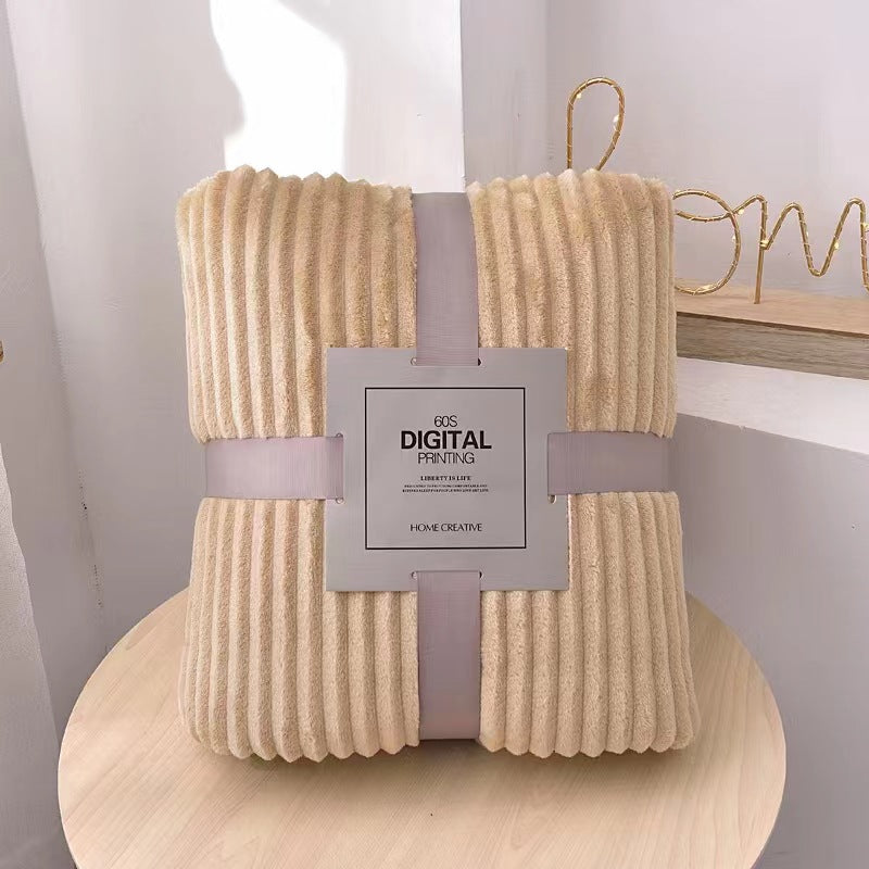 Fleece cuddly blanket with ribbed design