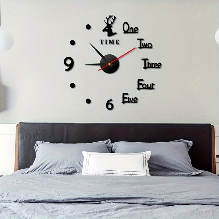 Modern DIY wall clock in elk design made of acrylic for living room and bedroom