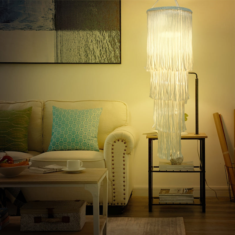 Boho macrame hanging lamp with tassels