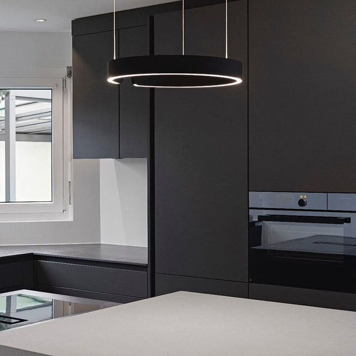 Modern LED pendant light in ring shape with ceiling mounting