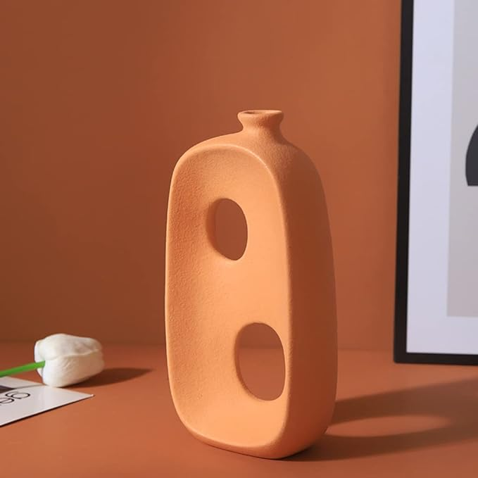 Keramische Hohlvase mit abstraktem Design