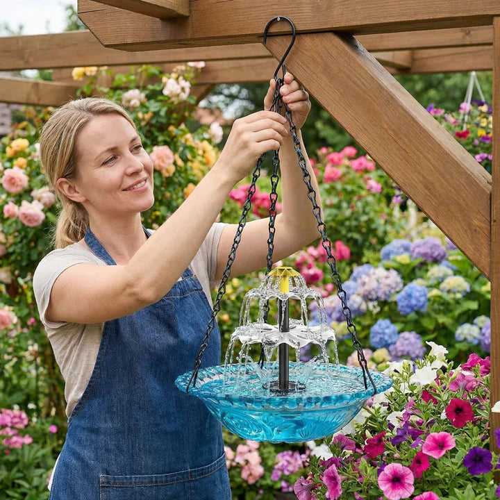 Solarhängender Brunnen mit zweistufigem Wasserfall