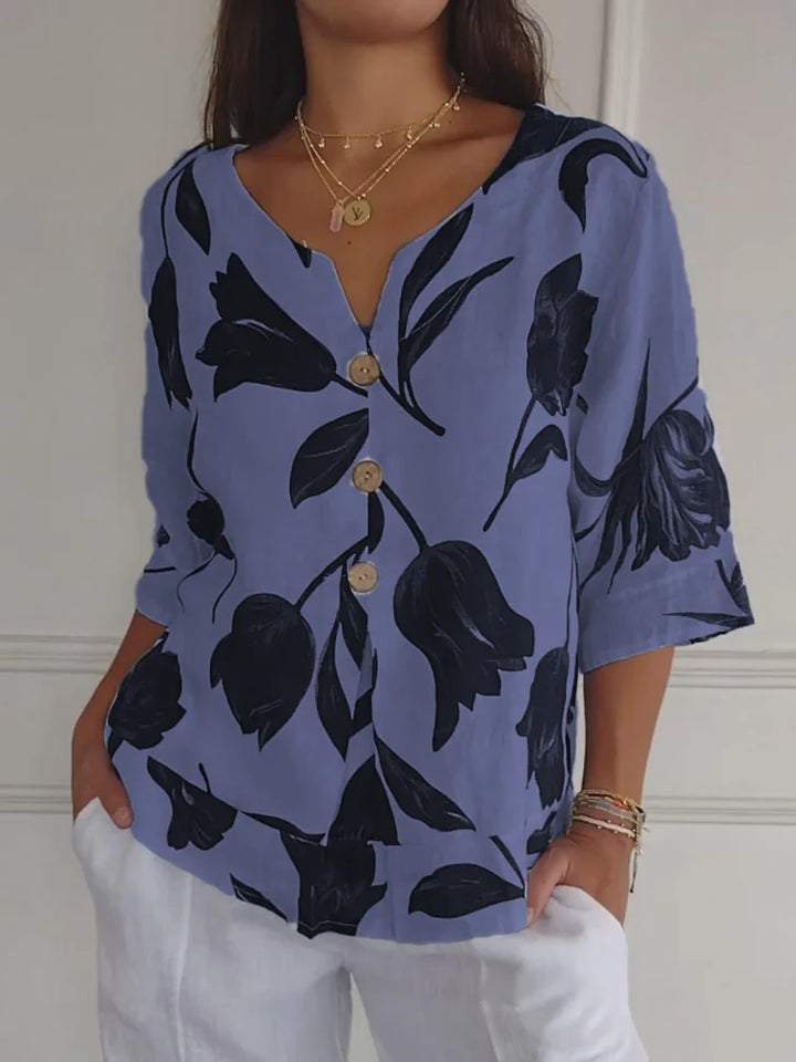 Printed V-Neck Tunic Top for Women