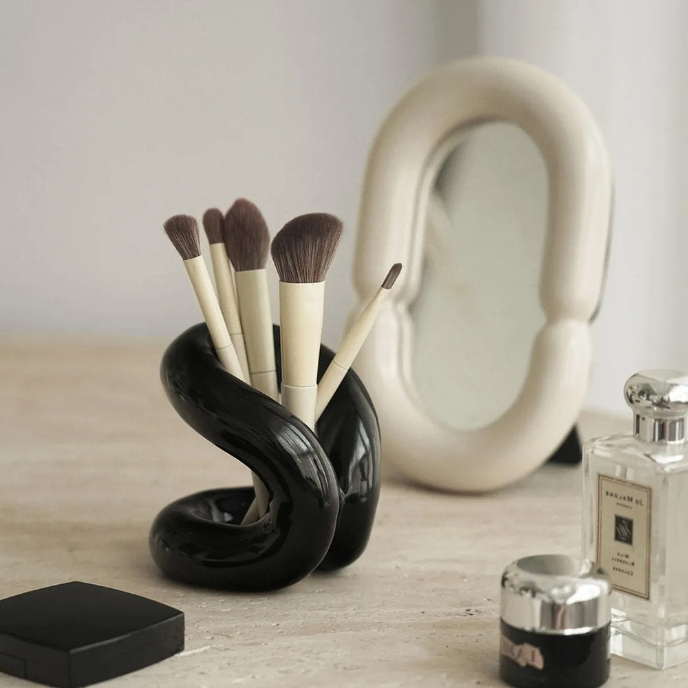 Keramik Make-up Pinselhalter geschwungenes Design