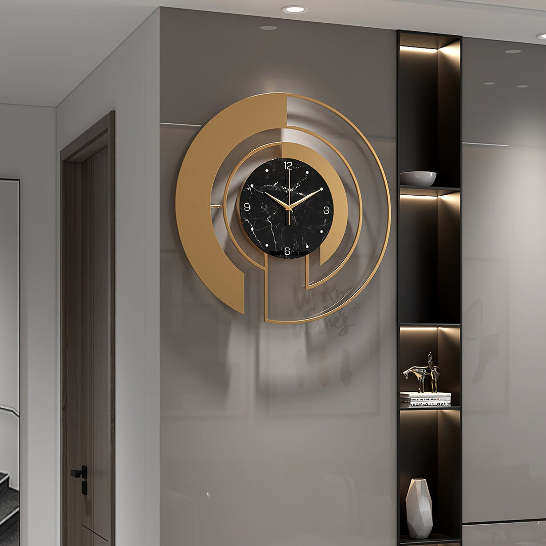 Metall-Wanduhr Rund Geometrisch Lautloses Uhrwerk