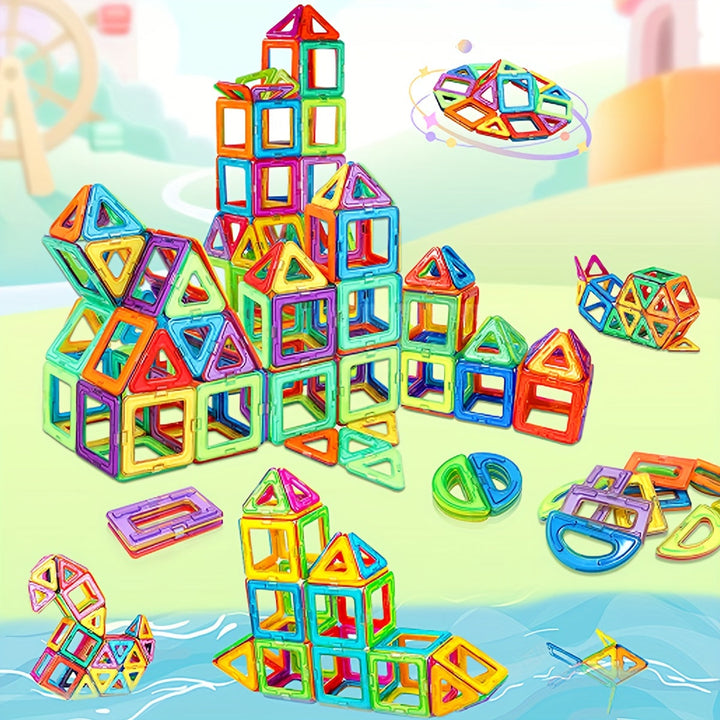 Magnetic building blocks playset for children
