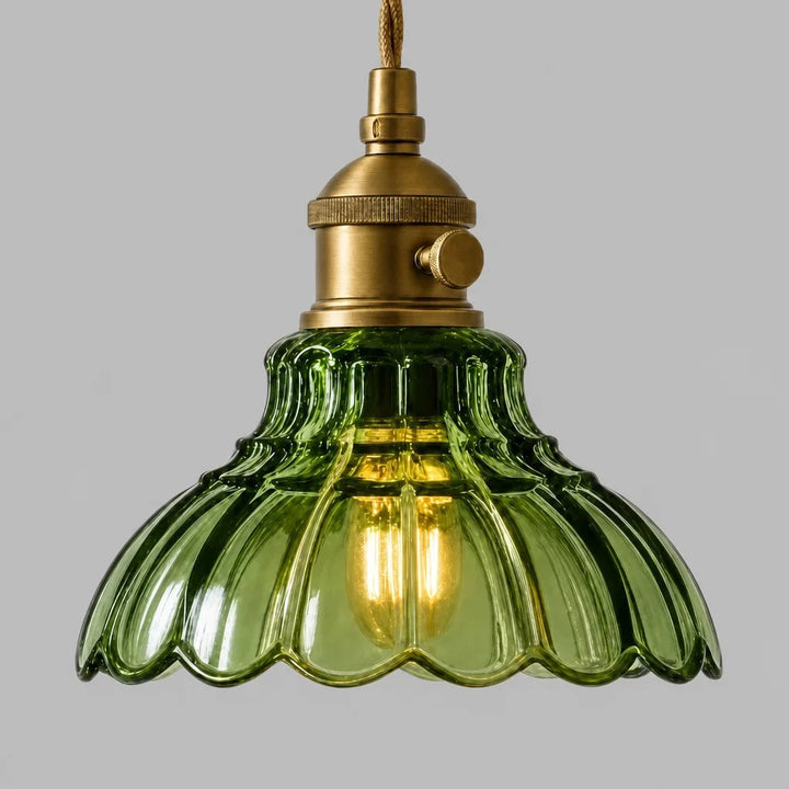 Glass Pendant Light Vintage Flower Design