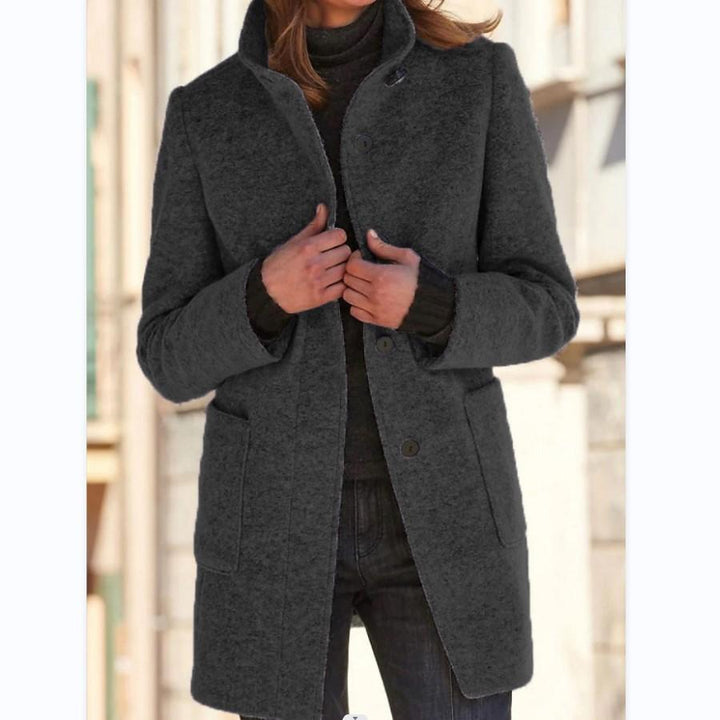 Women's wool coat with retro button placket in a classic design 