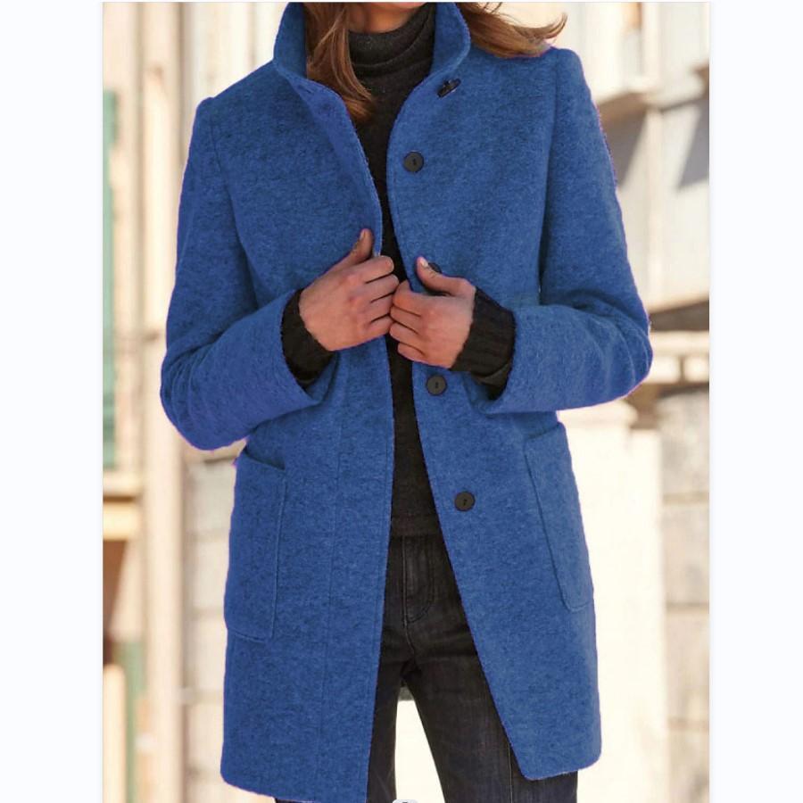 Women's wool coat with retro button placket in a classic design 