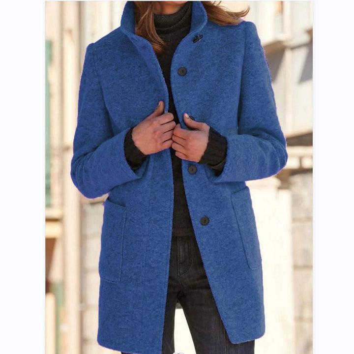 Women's wool coat with retro button placket in a classic design 