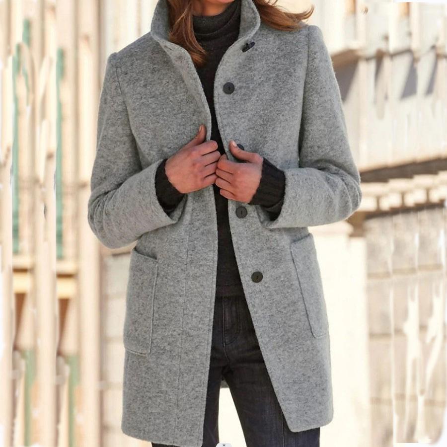 Women's wool coat with retro button placket in a classic design 