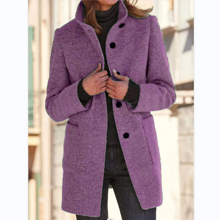 Women's wool coat with retro button placket in a classic design 