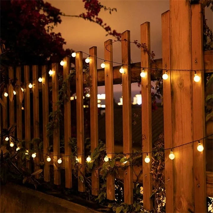 Detailansicht der LED-Lichterkette mit filigranem Kupferdraht