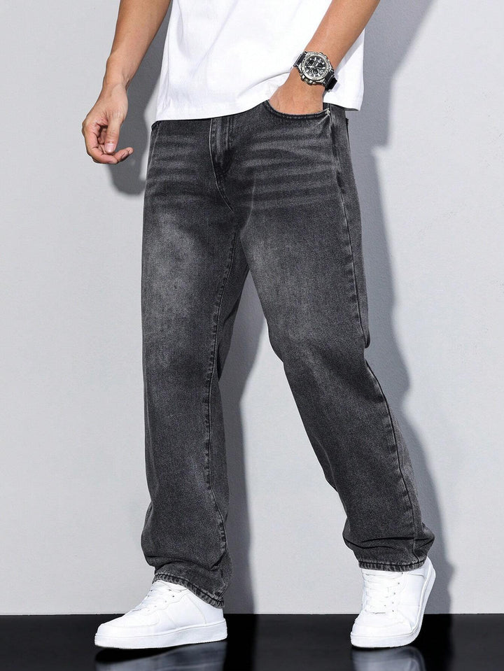 Men's jeans in effen colour with straight cut