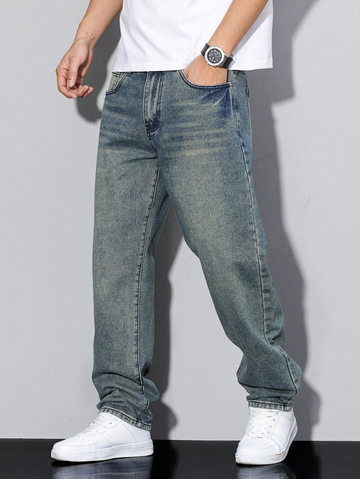Men's jeans in effen colour with straight cut