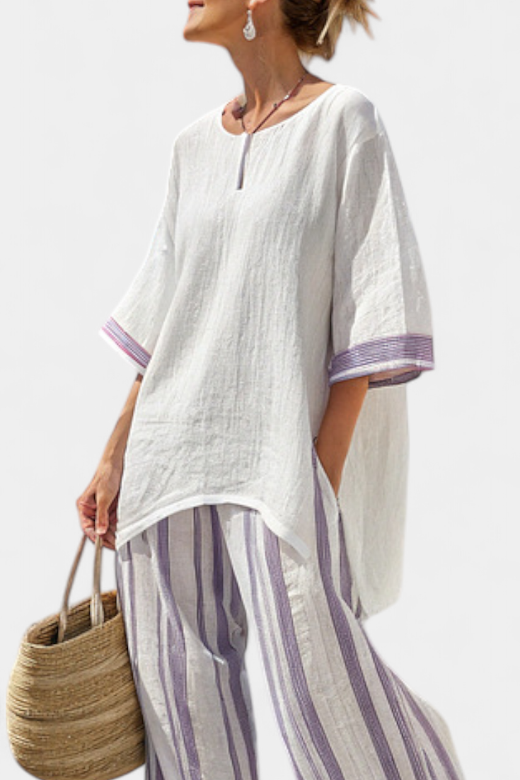 Women's Comfortable Striped Lounge Set