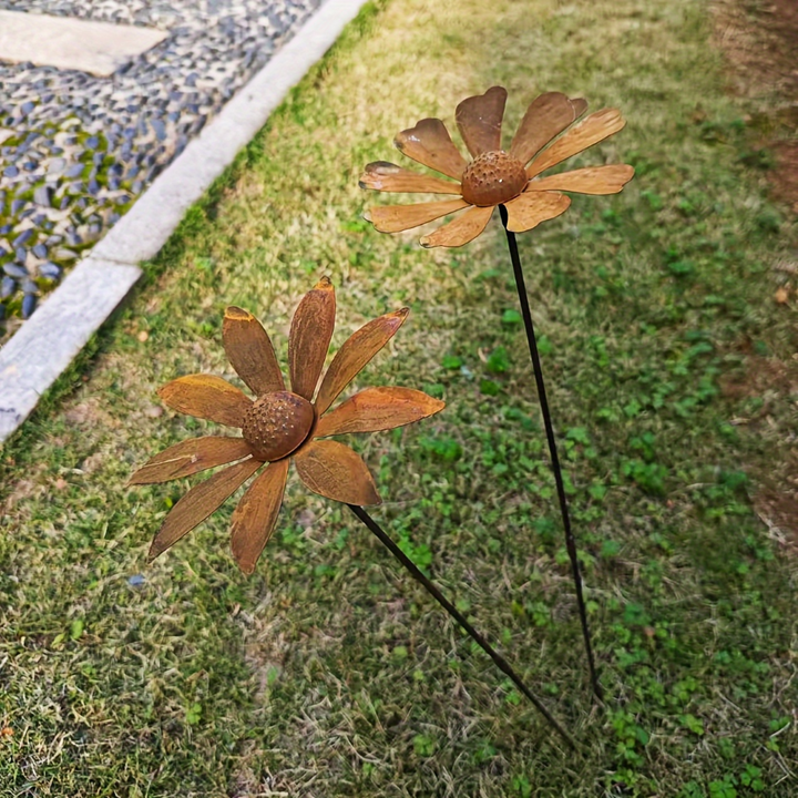 Metall-Gartensporn Kamillenblumen-Skulptur 65 cm