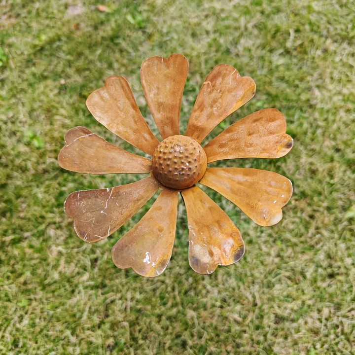 Metall-Gartensporn Kamillenblumen-Skulptur 65 cm