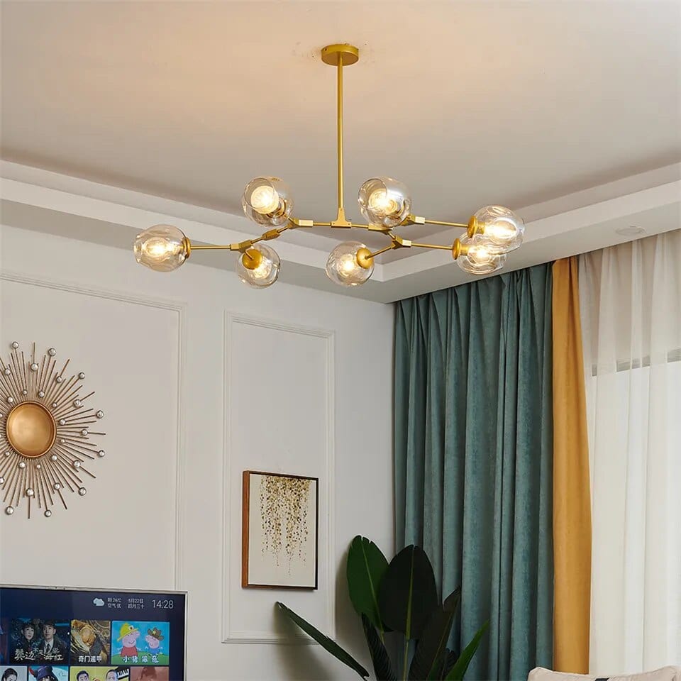 Gaffer chandelier with floating light elements