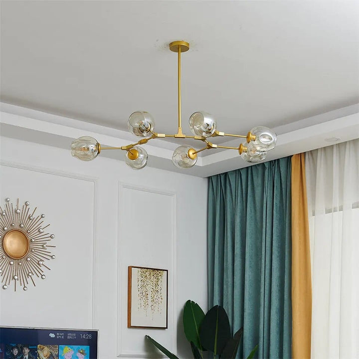 Gaffer chandelier with floating light elements