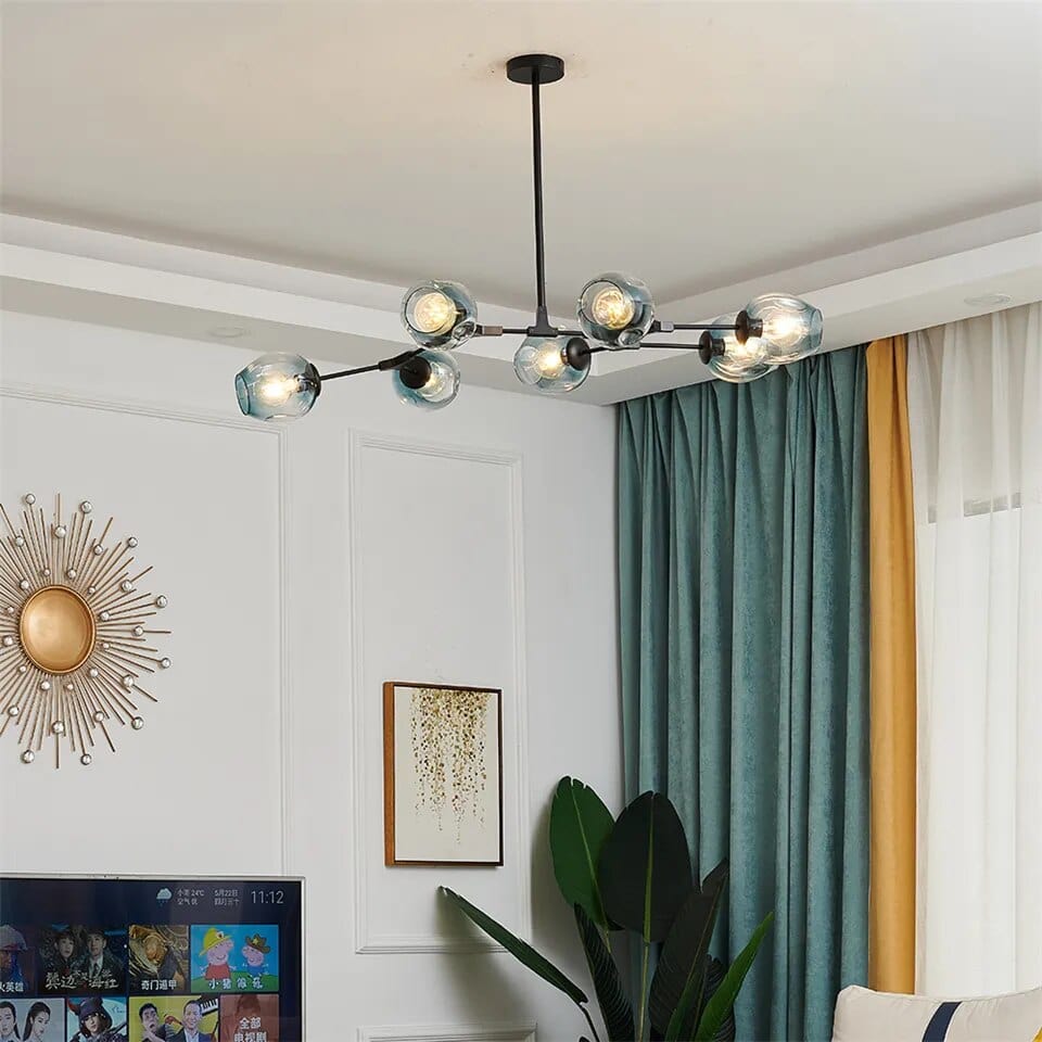 Gaffer chandelier with floating light elements