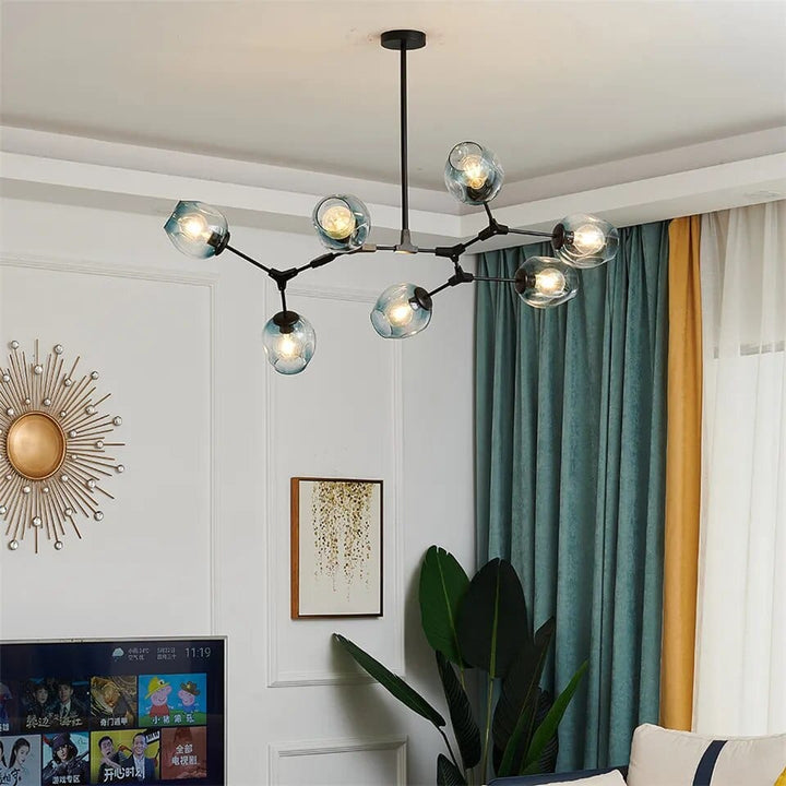 Gaffer chandelier with floating light elements