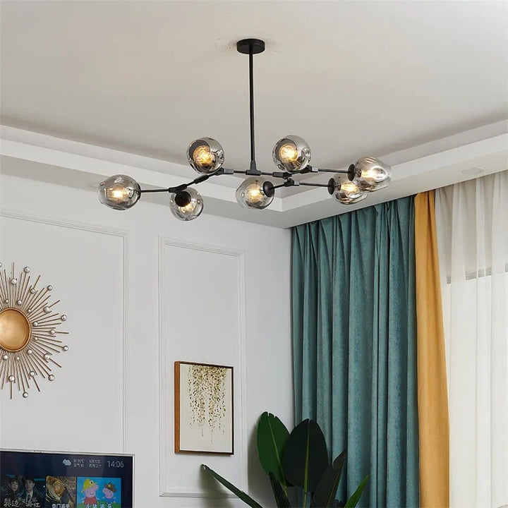 Gaffer chandelier with floating light elements