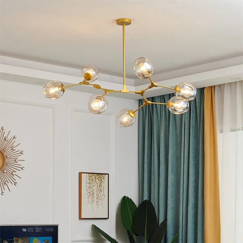 Gaffer chandelier with floating light elements