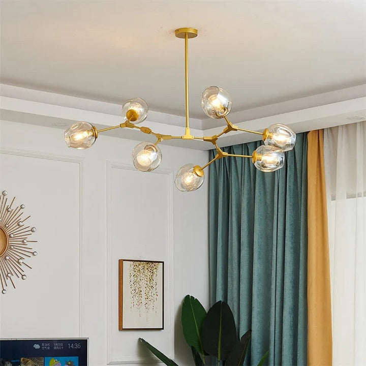 Gaffer chandelier with floating light elements