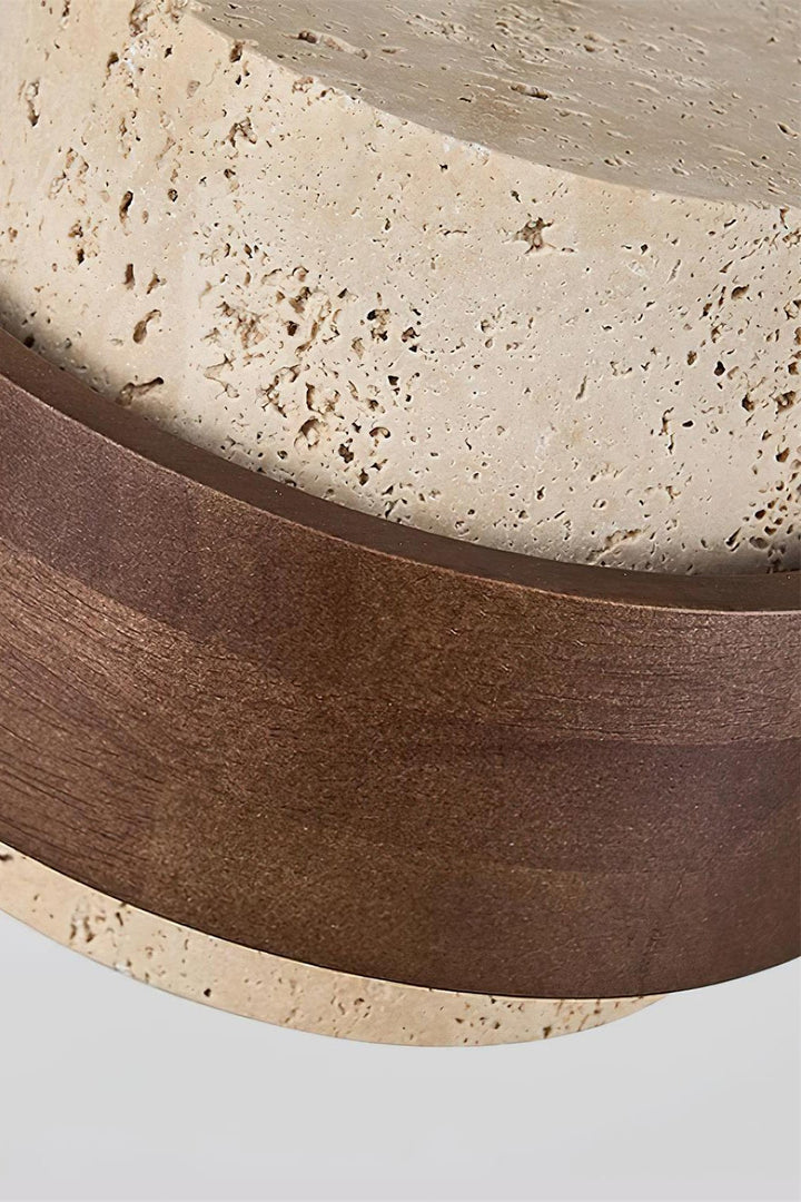 Cylindrical travertine pendant light – Modern design with natural stone structure