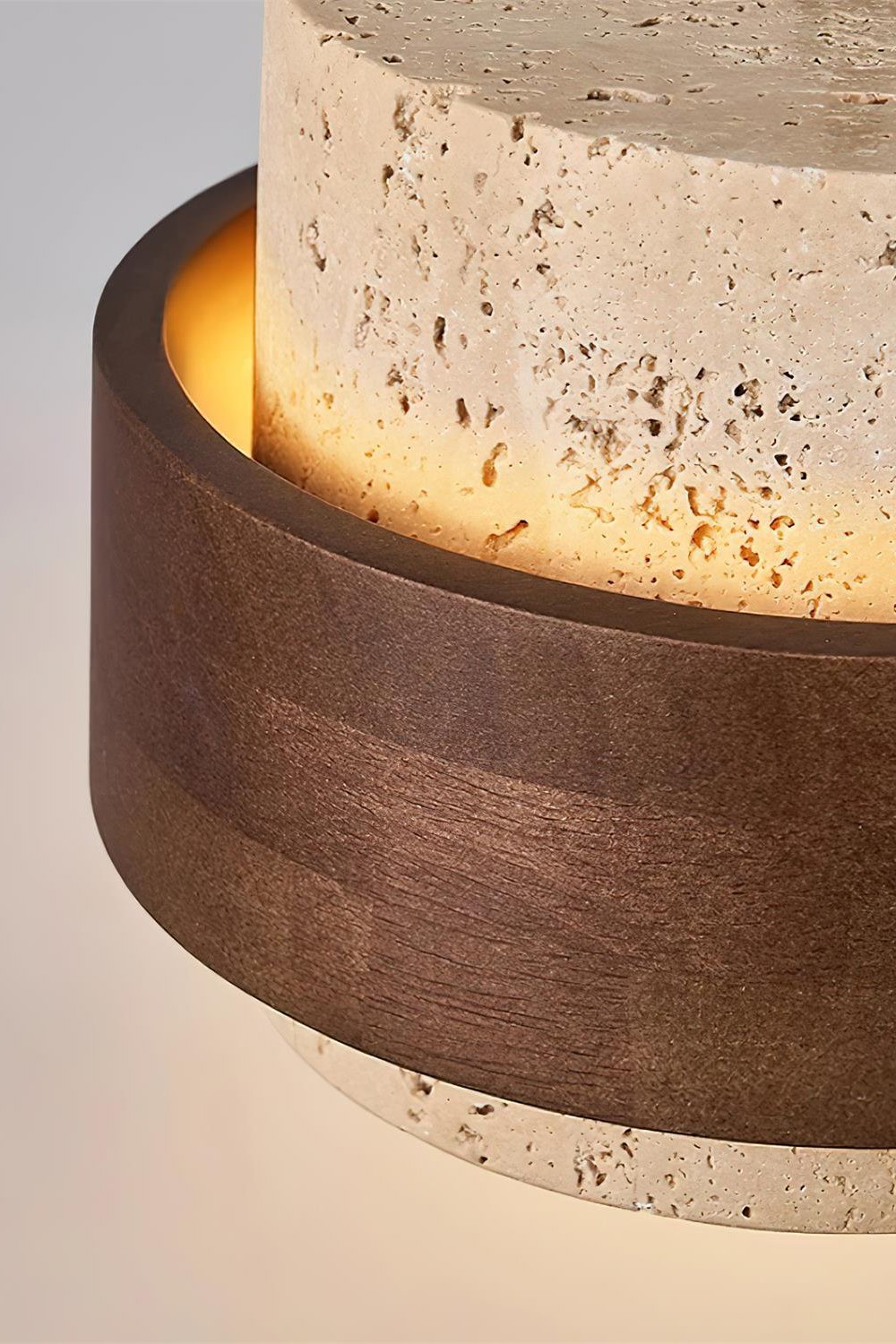 Cylindrical travertine pendant light – Modern design with natural stone structure
