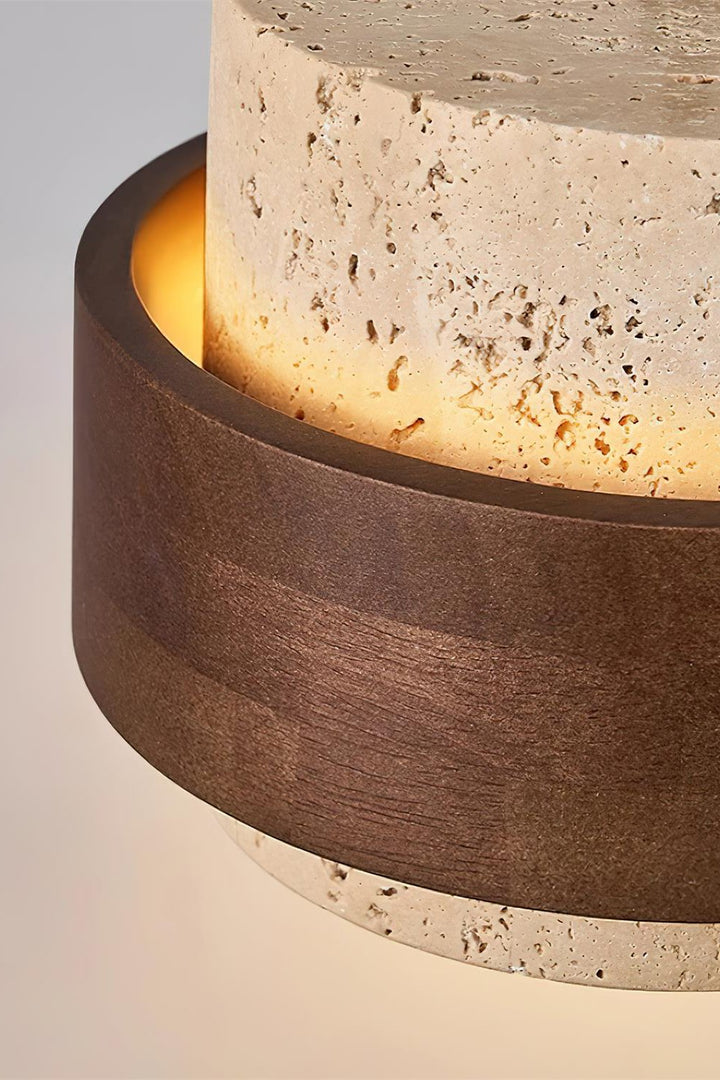 Cylindrical travertine pendant light – Modern design with natural stone structure
