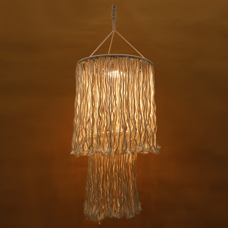 Boho macrame hanging lamp with tassels