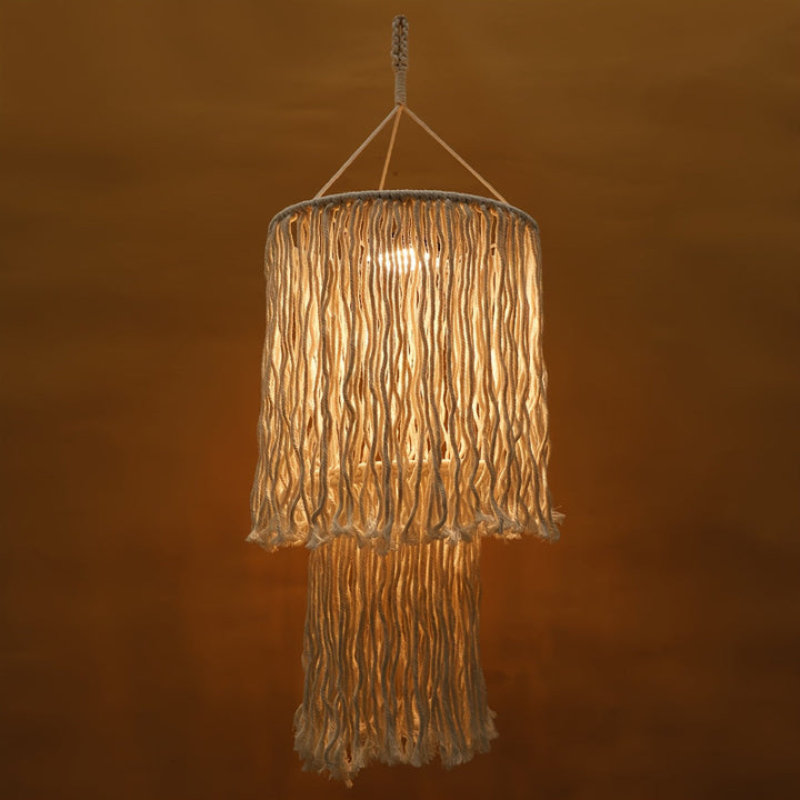 Boho macrame hanging lamp with tassels