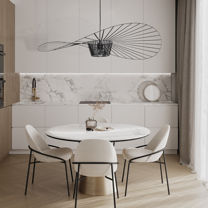 Vertigo LED pendant light in straw hat design – vintage, modern &amp; lightweight