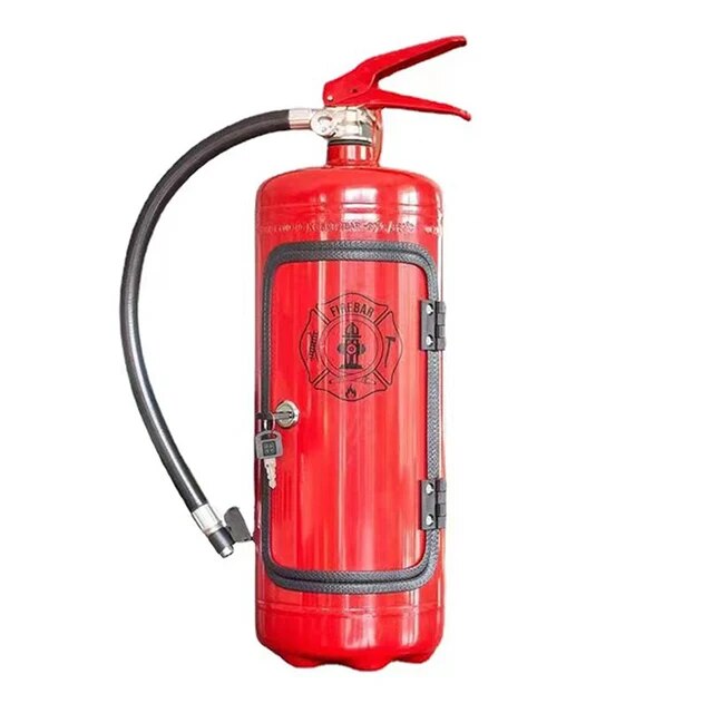 Hidden bottle holder in a fire extinguisher design – an original bar accessory