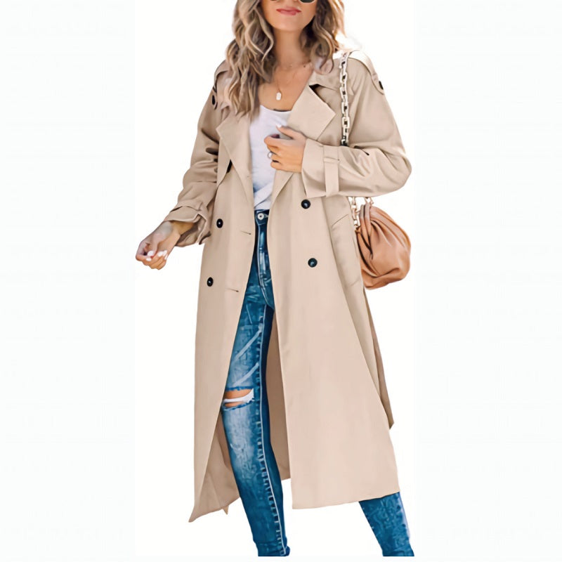 Women's Long Trench Coat with Classic Cut 