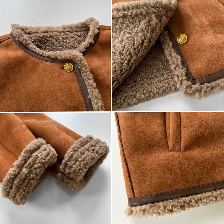 Women's shearling jacket made of real sheepskin 