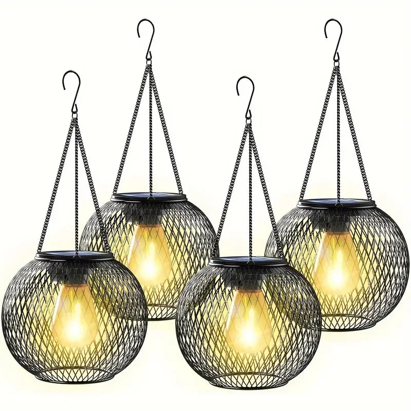 Solar lantern outdoor hanging lamp metal for garden and terrace