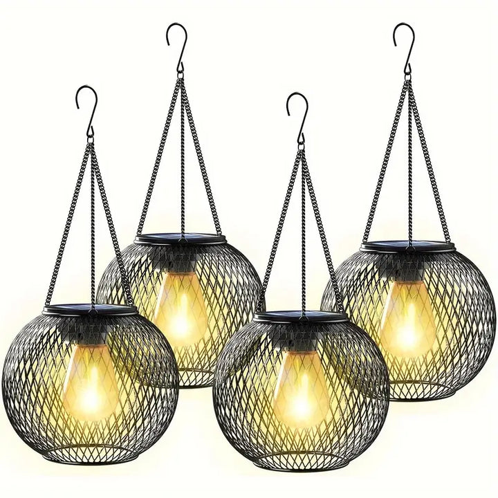 Solar lantern outdoor hanging lamp metal for garden and terrace