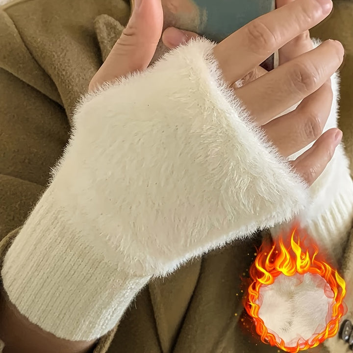 Fingerless winter gloves for women
