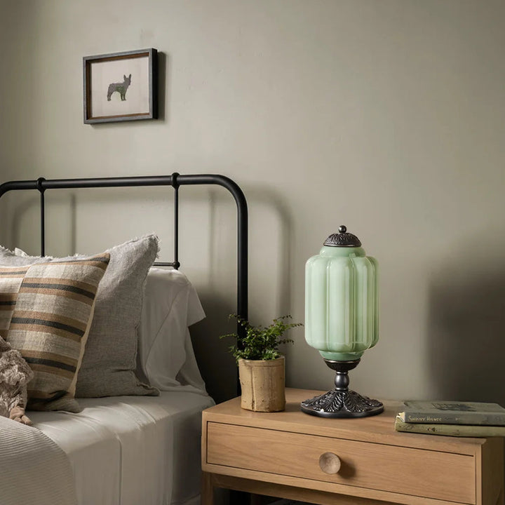 Table Lamp Glass Textured Cream Retro Design