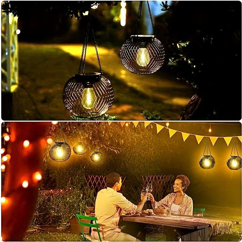 Solar lantern outdoor hanging lamp metal for garden and terrace