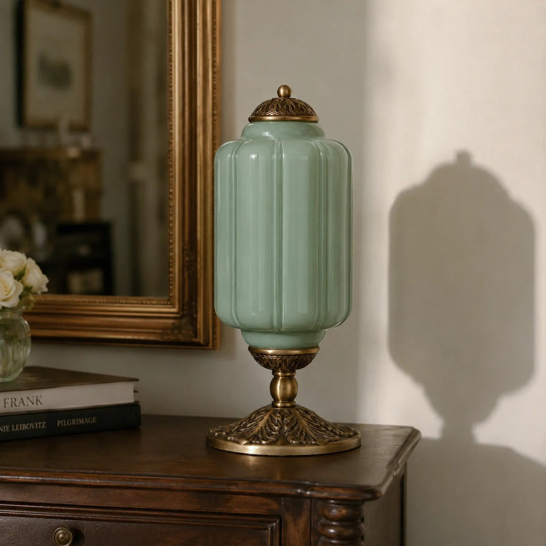 Table Lamp Glass Textured Cream Retro Design