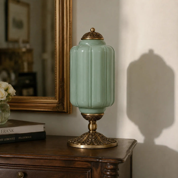 Table Lamp Glass Textured Cream Retro Design