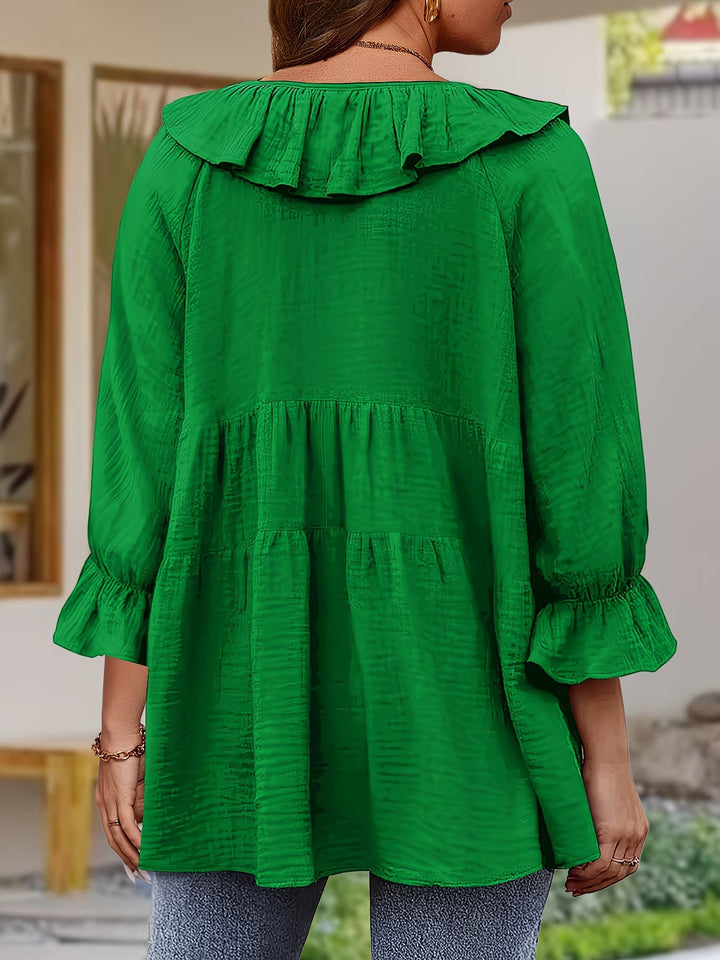 Elegant Ruffled Neckline Blouse for Women