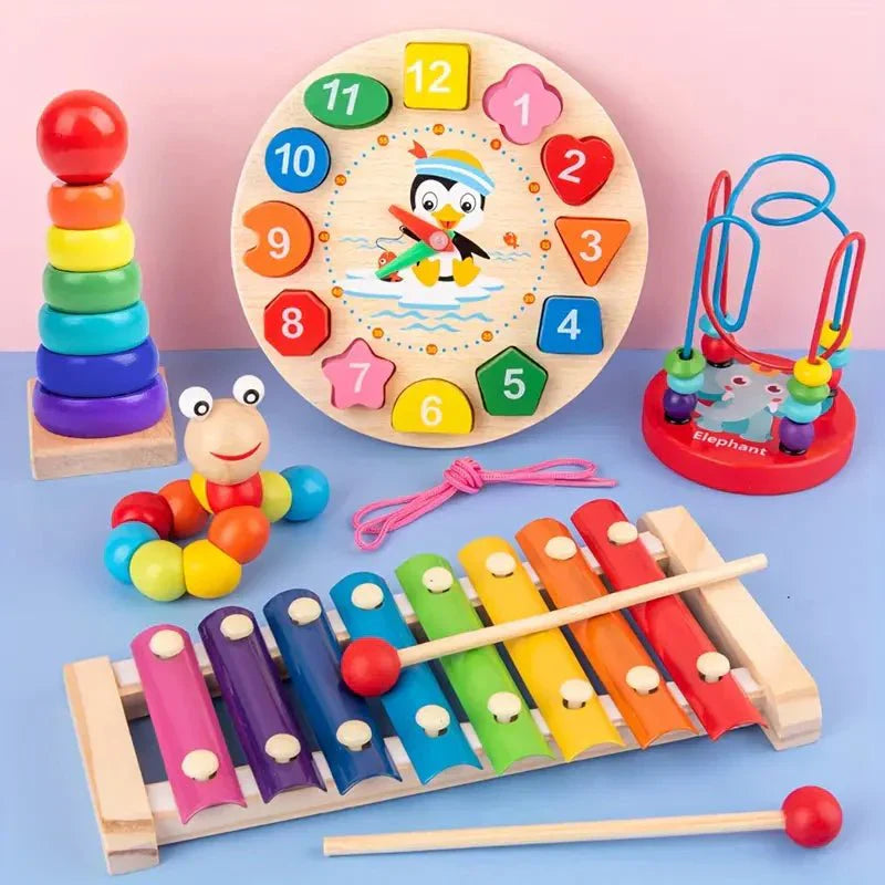 Montessori Holzspielzeug Set für Motorik und Sinnesentwicklung