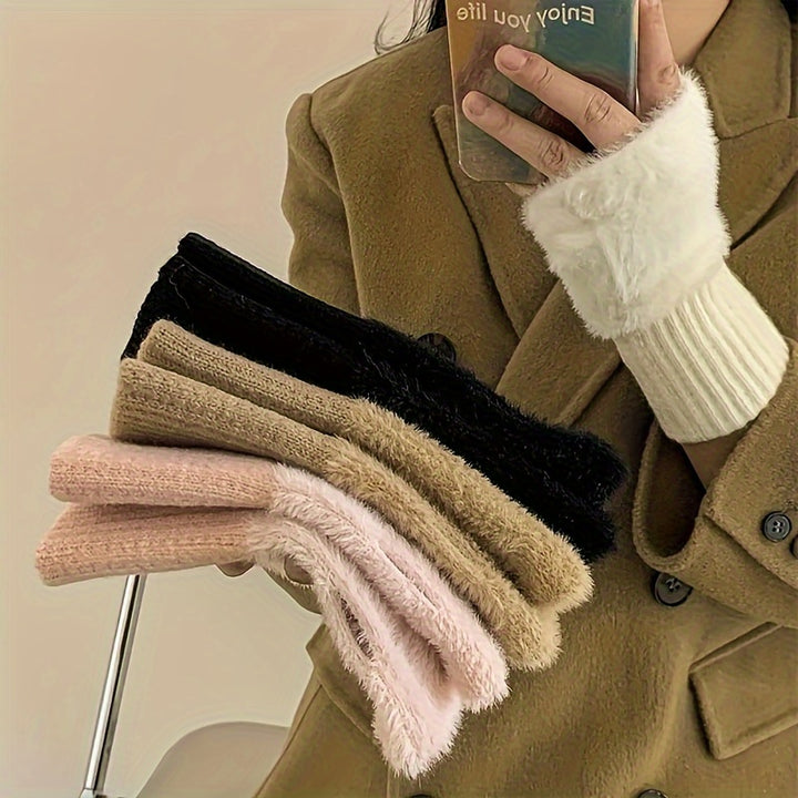 Fingerless winter gloves for women