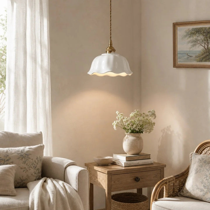 Ceramic Pendant Light Modern Flower Design
